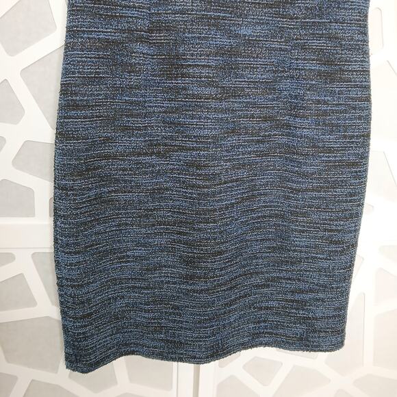 Ann Taylor Blue Tweed Sheath Dress Womens 6P Career RetroGlam Office Minimalist - Picture 3 of 11